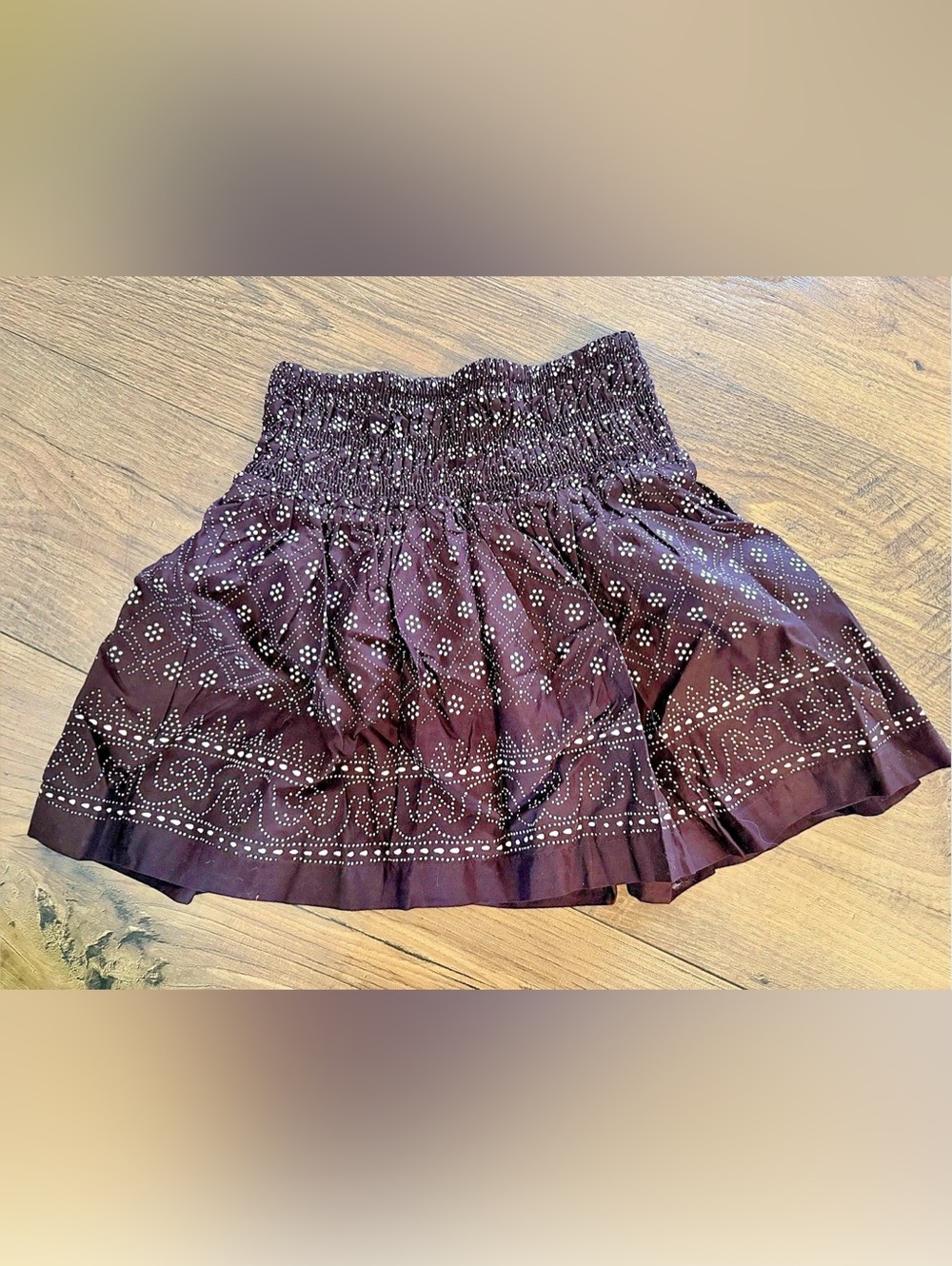 Madewell Ruffled Mini Skirt Paisley burgundy & White xxSmall